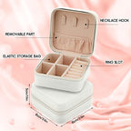 Taiyin Travel Jewelry Case, Bridesmaid Gifts Mini Jewelry Organizer, PU Leather Portable Earring Box for Women Girls - color: White