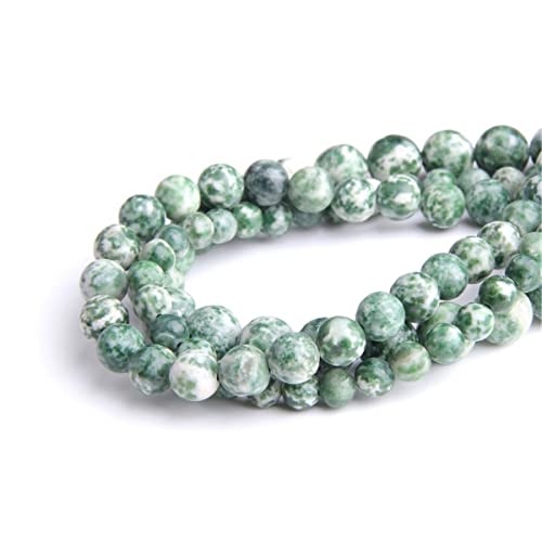 Natural Stone 8mm Green Point Jade Smooth Round Loose Beads Energy Gemstone DIY for Jewelry Making Bracelet Necklace 1 Strand 15" - color: Green Point Jade, size: 8mm
