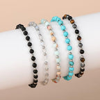 QOGIR 14k gold Handmade Healing Bracelet, Natural Gem Stone Crystal Elastic Gold Bracelet - color: Blue Turquoise Silver - Wisdom, size: 4m