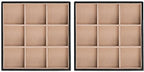 Glenor Co Jewelry Organizer Tray - Set of 2 - Stackable 18 Slots Jewelry Storage Trays - Display on Dresser or Drawer - Compatible with Other Trays - Black - size: Square - 9 Slot x 2
