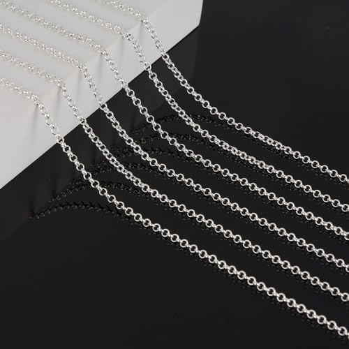 KYUNHOO 5 Meters Small Circle Chain for Jewelry Making Silver Plated Necklace Chains Bulk with Jewelry Connectors for Handcraft DIY - color: Circle Silver