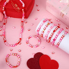 Augshy 700Pcs Heart Beads,Valentines Day Red Pink Heart Pony Beads for Jewelry Making Party Decoration Necklace Bracelets Earrings Hair Beads DIY Crafts Supplies - style: Heart Shaped Style