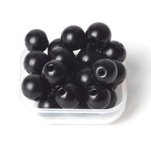 100Pcs Natural Stone 6mm Glass Black Matte Round Loose Gemstone Energy Healing Beads Hole Size 1mm DIY Smooth Beads Jewelry Making - color: Black Matte Beads, size: 6mm