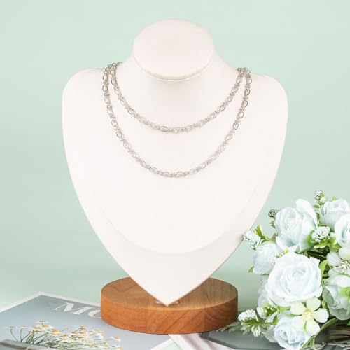 KYUNHOO 16.4 Feet Stainless Steel Chain Bulk Dainty Embossed Oval Cable Link Chain Roll Silver Jewelry Making Chains for Women Men DIY with Jump Rings Lobster Clasps - color: Silver Lip