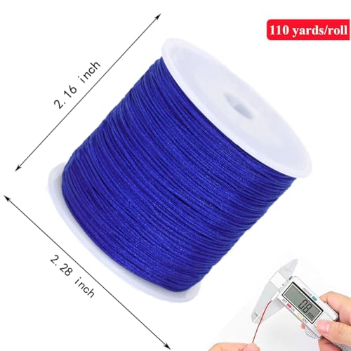 0.8mm 110Yards Nylon String Cord Braided Beading Thread for DIY Crafts Friendship Bracelets Pendant Chinese Lucky Knotting Macrame Necklaces,Jewelry Making (Royal Blue) - color: Royal Blue, size: 0.8MM