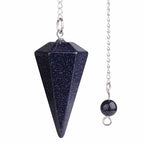 Justinstones Synthetic Blue Goldstone Gemstone Rock Crystal Hexagonal Pointed Reiki Chakra Pendant Pendulum - color: Blue Goldstone