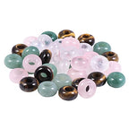 TUMBEELLUWA 40pcs Crystal Stone Large Hole Beads for Jewelry Making Macrame Beads for Hair Braids(14mmx8mm), Tiger's Eye + Rose Quartz + Green Aventurine + Rock Crystal - color: Brown+Pink+Green+White