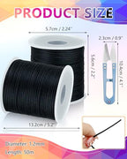 2 Rolls FIVEIZERO Black Elastic Bracelet String Total 330 Feet,1mm,1.2mm,1.5mm Elastic Cord for Beading Stretchy String with Beading Needle for Bracelets, Sewing, Necklace, Jewelry Making and Crafts - size: 1.2MM, style: Black