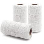 Anvin 984 Feet Cotton Twine Natural Jute Packing String - White for Bakers, Wrapping, Butchers, Baking, Arts and Crafts, Gardening (Pack of 3, 10 Ply 2mm Thick) - color: White