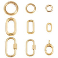 9Pcs 18K Gold Filled Oval Carabiner Clasp - Premium Gold Filled Clasp for Bracelets, DIY Jewelry Making, Repair & Upgrades, Easy Spring Mechanism, Secure Lock