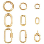 9Pcs 18K Gold Filled Oval Carabiner Clasp - Premium Gold Filled Clasp for Bracelets, DIY Jewelry Making, Repair & Upgrades, Easy Spring Mechanism, Secure Lock
