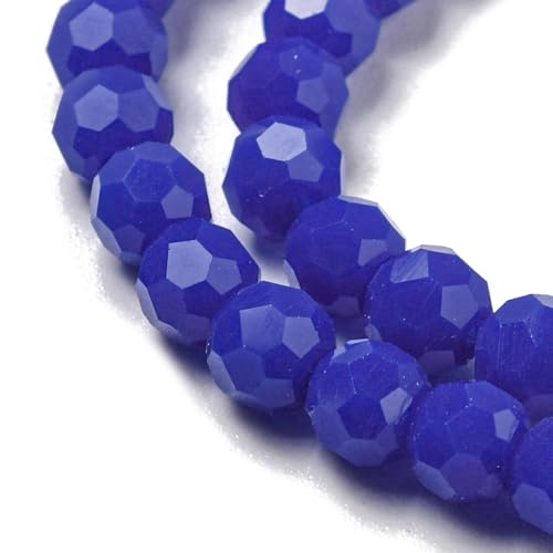 Perlin Czech Bohemian Crystal Glass Beads Faceted Round 4mm 90 Pieces Loose Spacer 1 Strand Beads for DIY Jewelry Earrings Necklace Bracelet Making (Cobalt Opaque) - color: Cobalt Opaque