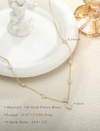 Dainty Gold Necklace for Women Trendy 14K Gold Plated Pearl Cross Clover Butterfly CZ Charm Pendant Chain Station Necklaces Waterproof Non Tarnish Layered Choker Cute Jewelry Gifts - color: G-heart