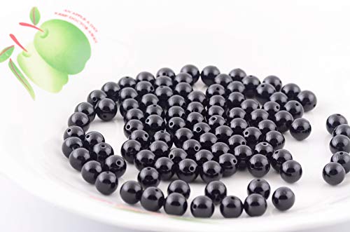 Natural Stone Beads 100pcs 10mm Black Obsidian Round Genuine Real Stone Beading Loose Gemstone Hole Size 1mm DIY Charm Smooth Beads for Bracelet Necklae Earrings Jewelry Making (Black Obsidian, 10mm) - color: Black Obsidian, size: 10mm