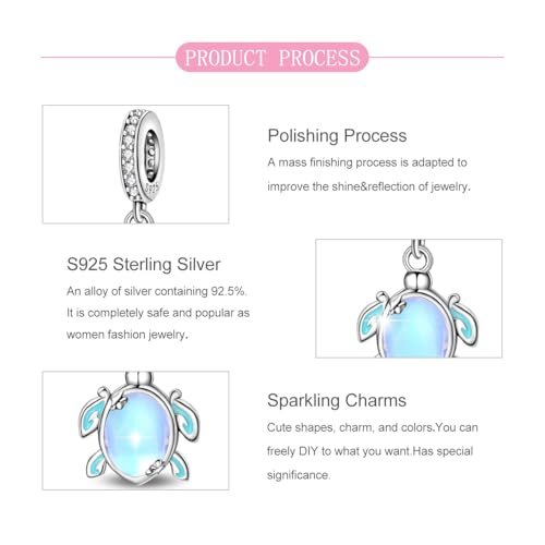 925 sterling silver Bead Charm for Pandora bracelets and Necklaces - Cute Heart Animal Ocean Pendant Bead Charms with Cubic Zirconia Mother's Day Jewelry Making DIY Gifts for Women Wife/Girlfriend - color: Sea Turtle Pendant