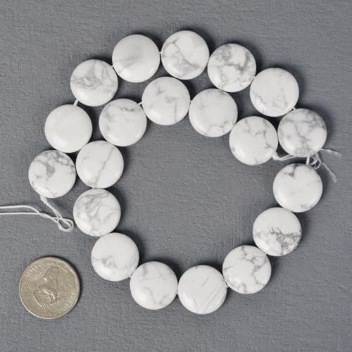 Natural White Howlite 20mm Coin Disc Loose Beads 16 Inch for DIY Jewelry Making Beads - color: White Howlite