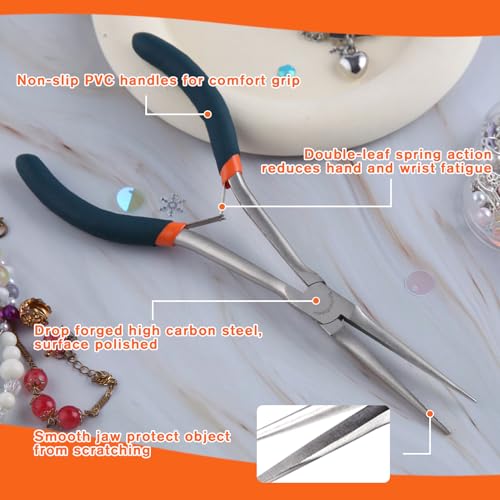 SPEEDWOX Long Needle Nose Pliers 7 Inch Long Nose Mini Precision Wire Looping Fine Pliers Long Anti-slip Handles Smooth Jaws High Leverage Reduce Efforts for Jewelry Making - style: Needle Nose Pliers
