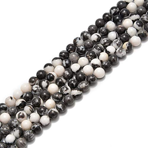 60pcs 6mm Natural Black and White Zebra Jasper Gemstone Round Spacer Loose Stone Beads for Jewelry Making 15.5" 1 Strand (Black and White Zebra Jasper, 6mm 60 Beads) - color: Black and White Zebra Jasper, size: 6mm 60Beads