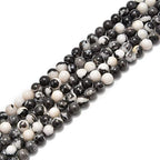 36pcs 10mm Natural Black and White Zebra Jasper Gemstone Round Spacer Loose Stone Beads for Jewelry Making 15.5" 1 Strand (Black and White Zebra Jasper, 10mm 36Beads) - color: Black and White Zebra Jasper, size: 10mm 36Beads