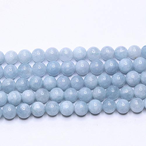 Natural Gemstone Loose Beads Smooth Round Approxi 15 inch DIY Bracelet Necklace for Jewelry Making (8mm, Light Blue Dyed Jade) - color: Light Blue Dyed Jade, size: 8mm