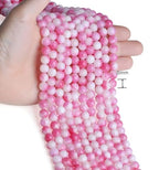 Natural Stone Beads 100pcs 8mm Pink Tourmaline Jade Round Stone Beading Loose DIY Smooth Beads for Bracelet Necklace Earrings Making - color: Pink Tourmaline Jade, size: 100pcs