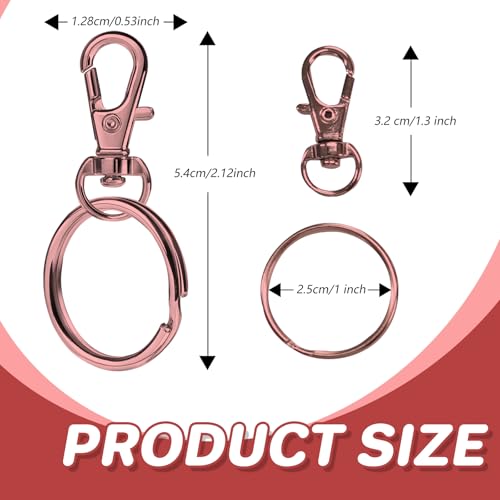 Keychain, 68PCS Swivel Snap Hooks with Key Rings, Metal Lobster Claw Clasp,34PCS Keychains Clips Hooks and 34PCS Key Chain Rings,Keychain Rings for DIY Crafts,Jewelry Making (Rose Gold) - color: Rose Gold