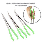 OEMTOOLS 22660 16 Inch Long Nose 3 Piece Pliers Set, 90 Degree Pliers, Straight Pliers, and 45 Degree Pliers, Clamp Hoses and Handle Delicate Work Pieces in Narrow Spaces - style: steel