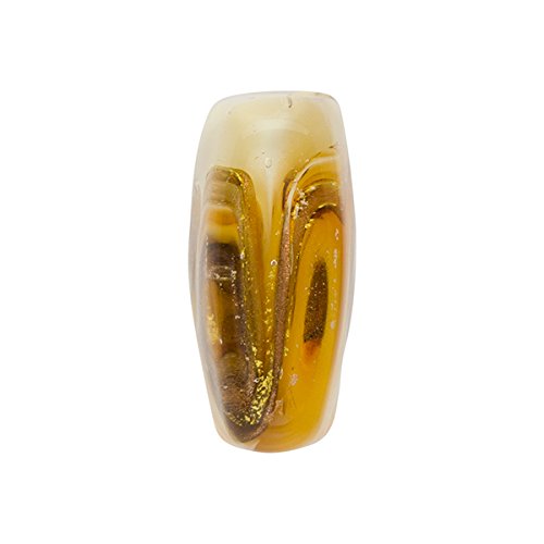Topaz with Aventurina and 24kt Gold Foil Mare Square 20mm Murano Glass Bead Handmade Lampwork
