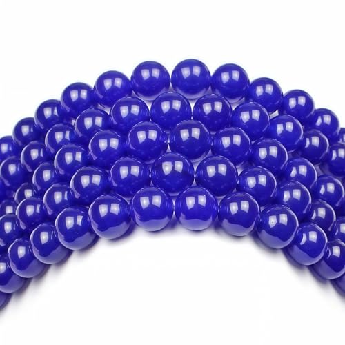 MJDCB Natural Stone Beads Sapphire Jade Round Loose Beads for Jewelry Making DIY Bracelet Necklace (8mm) - color: Sapphire Jade, size: 8mm