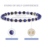 QOGIR 14k gold Handmade Healing Bracelet, Natural Gem Stone Crystal Elastic Gold Bracelet - color: Blue Sodalite - Self Confidence, size: 4m