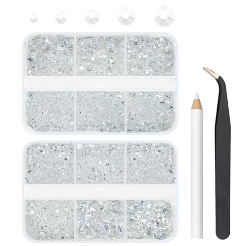 qiipii Transparent Clear Bedazzler Kit 2mm 3mm 4mm 5mm 6mm Resin Rhinestones w B7000 Glue for Bedazzling Crafting Flatback Jelly Stones Gems Diamonds for Nails Face Eyes Makeup Tumblers Crafts Shoes - color: Transparent