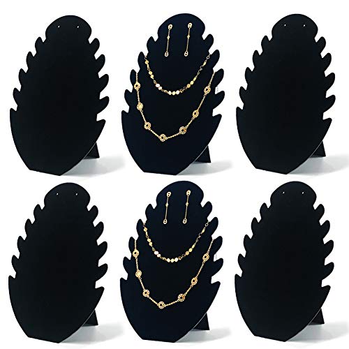 Jewelry Display Stand Necklace Display Stand, Jewelry Easel Necklace and Earing Set Display Large Capacity Necklace Holder Velvet, 6PCS