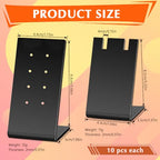 20 Pack Acrylic Earring Holder Ear Organizer Black, L Shape Earring Display Stand Ear Studs Rack Board and Dangling Earring Stands for Earring Necklace Jewelry Shows Retail Props (2 Types)