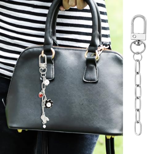 Hzopcw 20pcs Silver Keychain Making Kit, Key Ring Swivel Snap Hook Chains, Alloy Extender Keychain Bag Charm Kits for DIY Crafts Jewelry Making Handbag Purses- A Style - color: Silver-20pcs-A Style