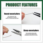 Keadic 8Pcs 4.5” Jewelry Pliers Set Contains Round Nose Pliers, Needle Nose Pliers, Bent Nose Pliers, Wire Cutters, Crimping Pliers, Nylon Pliers, End Nippers, Bail Making Pliers for Jewelry Making