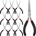 10 Pcs Mini Needle Nose Pliers Bulk, 6 Inch Precision Pliers Set with Extra Long Tips for Jewelry Making, Wire Wrapping, Small Object Gripping, DIY Project (Black,Textured Handle) - color: Black, Textured Handle