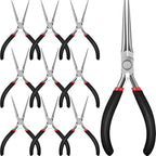 10 Pcs Mini Needle Nose Pliers Bulk, 6 Inch Precision Pliers Set with Extra Long Tips for Jewelry Making, Wire Wrapping, Small Object Gripping, DIY Project (Black,Textured Handle) - color: Black, Textured Handle