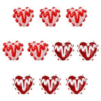 Stiesy Handmade Lampwork Beat Heart Beads, 10Pcs Love Heart Shaped Enamel Glass Beads Bulk for Jewelry Making, DIY Valentine Gift Friendship Bracelet and Necklace Charm - color: Heart-2 Colors-10pcs