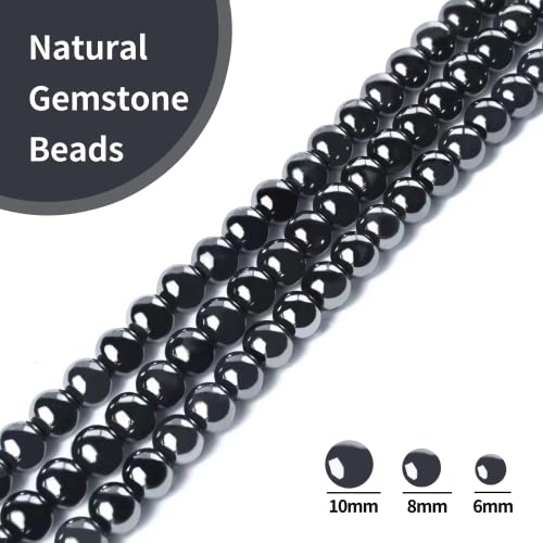 100pcs 10mm Black Hematite Beads Natural Gemstone Beads Round Loose Beads for Crafting and Jewelry Making - color: Black Hematite, size: 10mm
