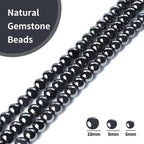 60pcs 6mm Natural Black Hematite Beads Gemstone Beads Round Loose Beads for Jewelry Making - color: Black Hematite, size: 6mm