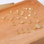 12Pcs Gold Earring Posts with Loop, 3/4/5mm Flat Studs Earring Hook Hypoallergenic 925 Sterling Silver Earrings Findings Butterfly Backs Supplies Set Gold Ear Studs Posts for Earrings Jewelry Making - color: Flat_Gold