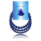 3Pcs Natural Healing Crystal Bracelets for Women Men, 4mm 6mm 8mm Beaded Stretch Bracelet Set, Black Tourmaline Natural Stone Gemstone Jewelry Gifts for Meditation, Reiki & Yoga - color: Lapis Lazuli