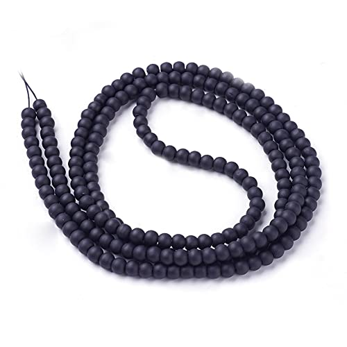 FASHEWELRY 200Pcs Transparent Frosted Glass Bead 4mm Matte Crystal Glass Loose Beads for DIY Jewelry Making (Black) - color: Black