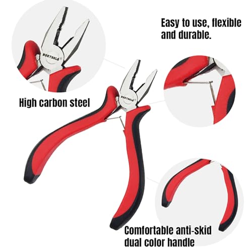 Mini Pliers Set 5 PCS Jewelry Plier Includes Long Nose,Wire Plier,pointed nose, Pliers with Grip Cutting Tools Set for DIY & Jewelry Making Supplies Repair