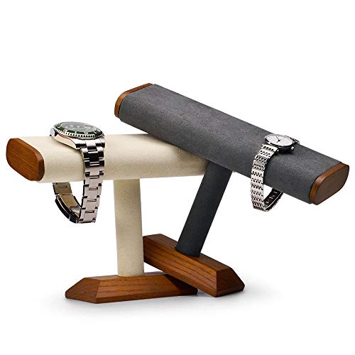 Solid Wood T-Bar Watch Display Stand Jewelry Display Props Jewelry Organizer Holder for Watch Bracelet - color: GREY T SHAPE DISPLAY