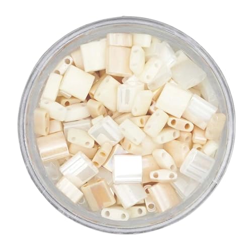 Mack and Rex Tila Bead Mixes (Neutral Bomb) – Full Size Tila, Half Tila, Quarter – Includes Matte Cream (Bone), Light Bone, Flesh, and Another Color That is The Color of Teeth - color: Skin Bone, size: 10 Gram Bag