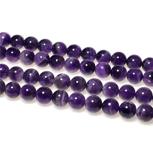 MJDCB Natural Dreamy Amethyst Beads Round Stone Beads DIY Loose Beads for Jewelry Making Beads 15" (12mm) - color: Dreamy Amethyst, size: 12mm