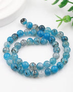 Natural Stone Beads 8mm Polished Round Smooth Gemstone Beads for Jewelry Making Supplies 15 Inch(45 Beads) (Blue-Black Dragon Pattern) - color: Blue-black dragon pattern-45pcs