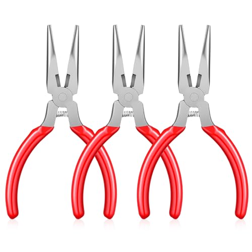 3 Pcs Needle Nose Pliers 5 Inch Long Nose Pliers with Side Cutter Spring Small Plier for Jewelry Repair Wire Wrapping Beading Crafts Jewelry Making Supplies