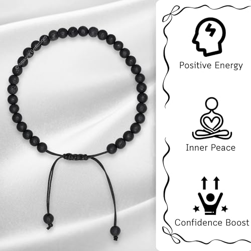 Amazing Gemstone Crystal Anklet Ankle Bracelets for Women - Waterproof Beaded Healing Crystal Anklets, Plus Size Chakra Gemstone Bead Anklet - color: Lava Stone, style: Plain